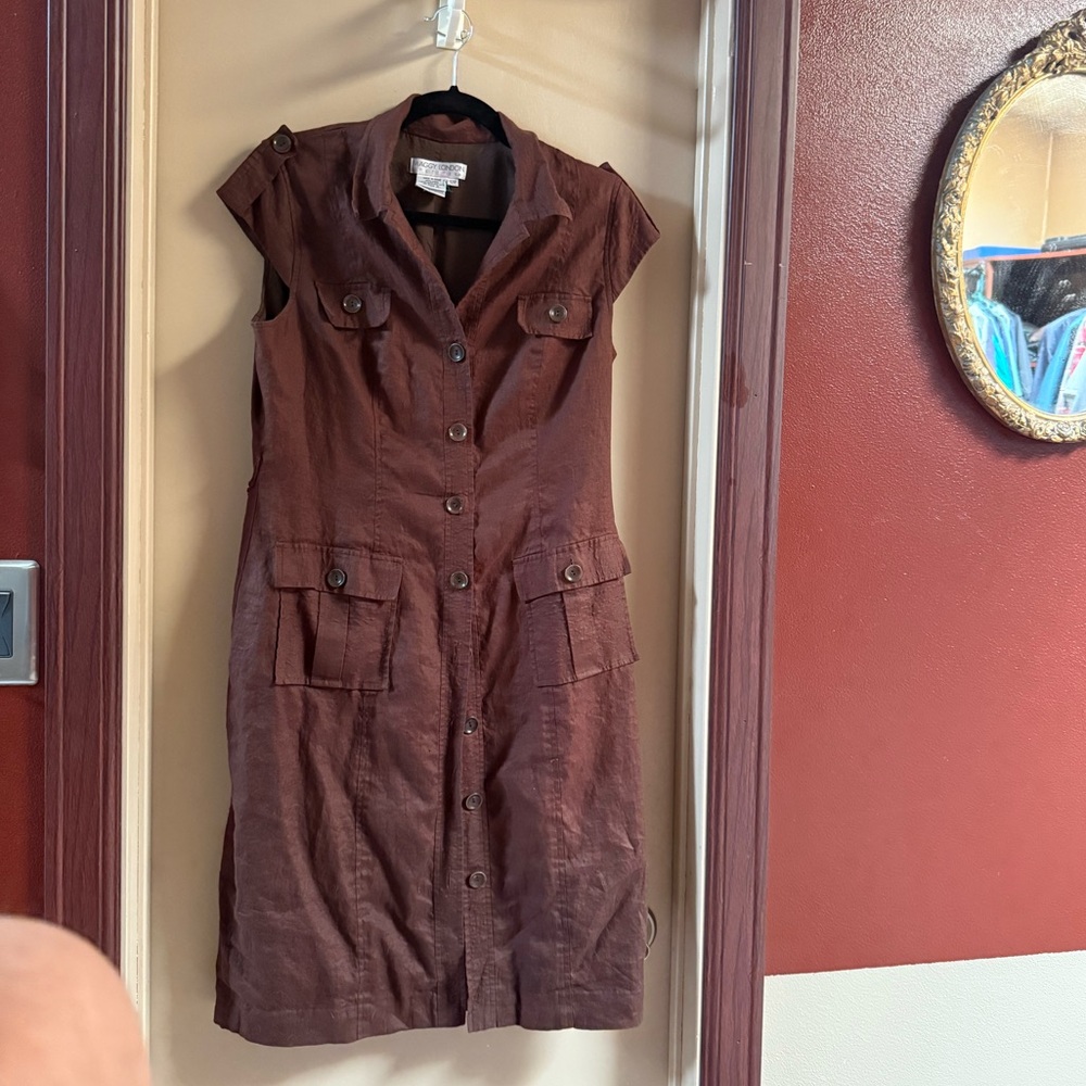 Maggy London Brown Button-Up Mini Dress